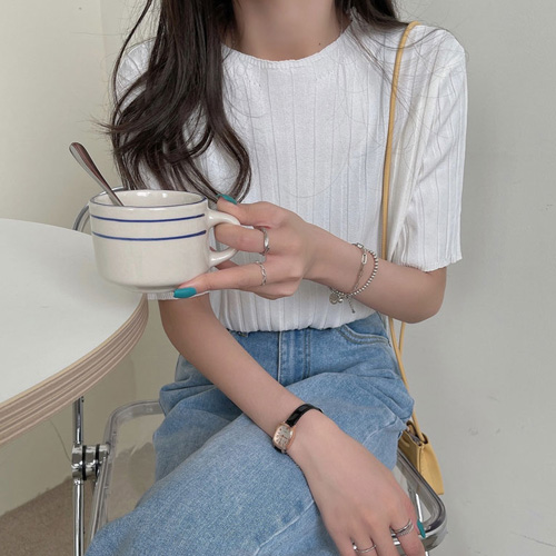 FD-0592  빅 골지 얇은 반팔 니트 